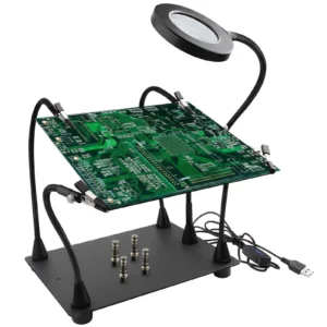 Magnetic Helping Hands Soldering Station 6X LED Magnifying Lamp 4 Flexible Arms